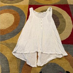 AG Jeans Adriano Goldschmied 100% Linen White Tank Top Henley Tie Back Small